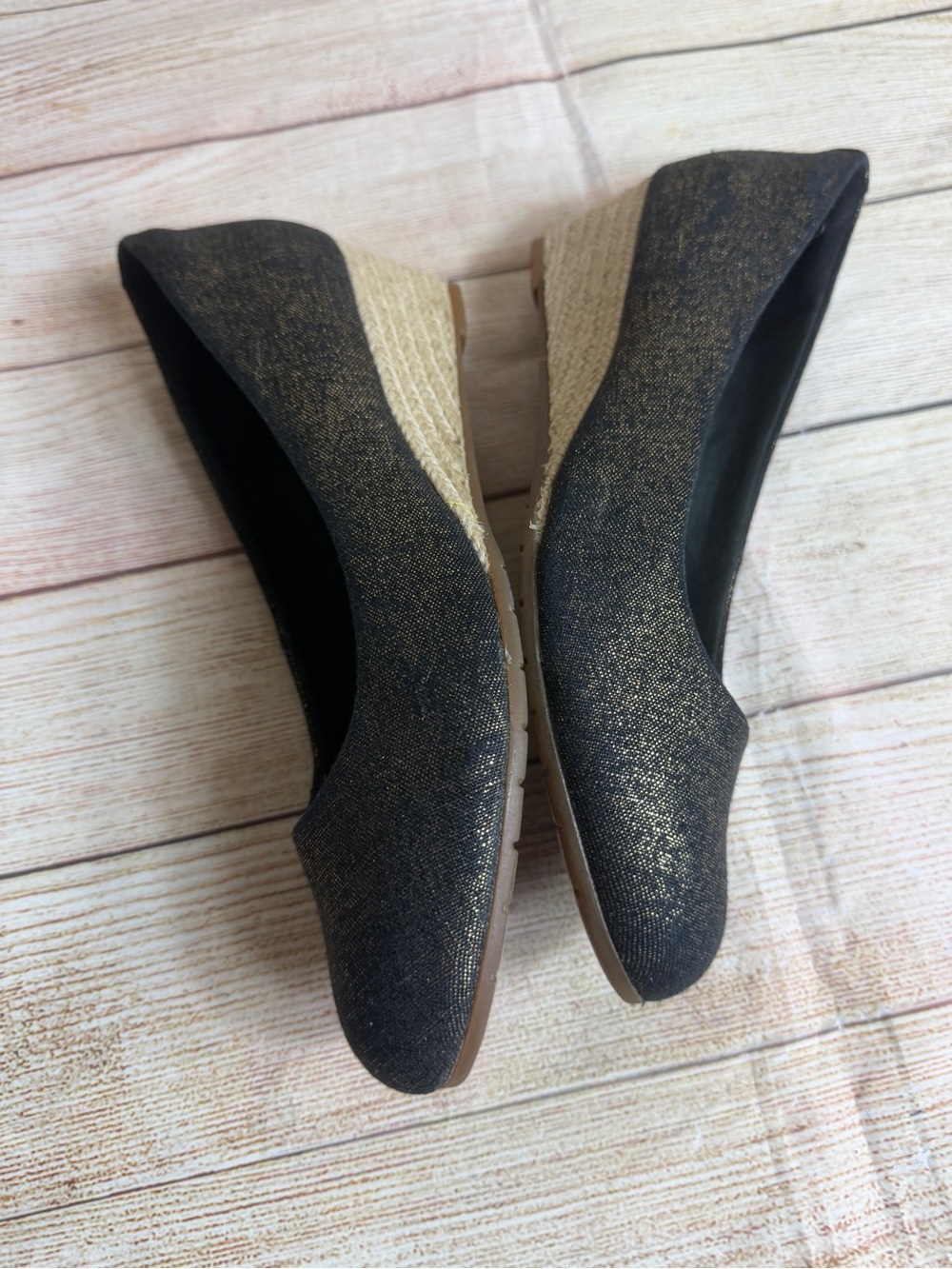 Clarks Mallory Luna wedge shoes in a black metallic size 7.5 - Picture 6 of 8
